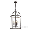 4-Light Steel Lantern Indoor Chandelier Pendant